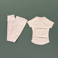 Conjunto deportivo de 2 piezas: leggings acampanados y top de manga corta